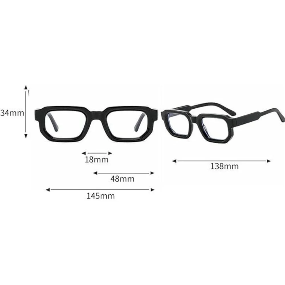 Chunky Black Women Square Glasses Blue Light Blocking Bold Acetate Frame Hip Hop